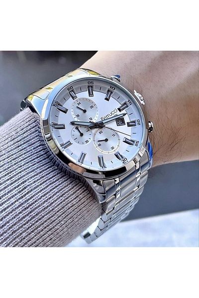 Ferrucci Men's Multifunctional Metal Band Wristwatch