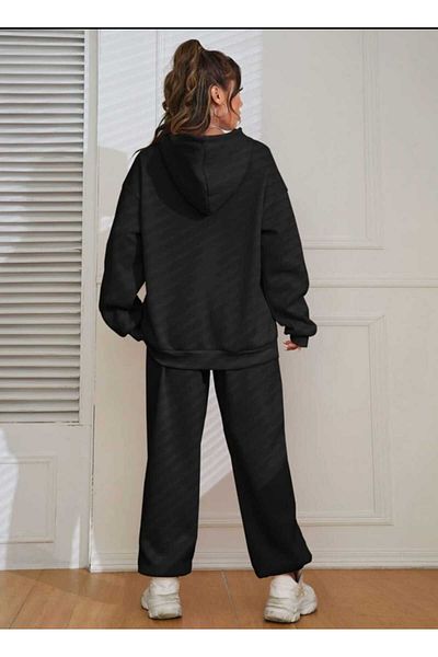 mercoledi Set de trening supradimensionat, negru, cu glugă, cu glugă, cu imprimeu NY Brooklyn