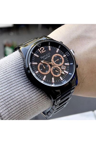 Ferrucci Men's Multifunctional Metal Band Wristwatch