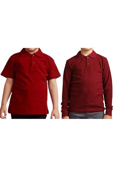 KURAFF Tricou unisex cu gât polo, pachet de 2 tricouri cu mânecă lungă + mânecă scurtă