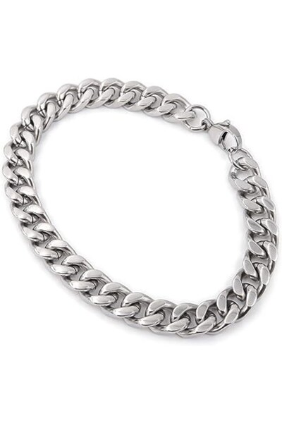 X-Lady Accessories Gümüş Renk Traşlı Zincir Paslanmaz Unisex Çelik Bileklik -...
