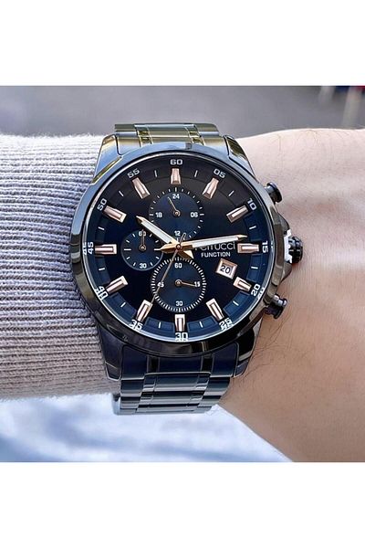 Ferrucci Men's Multifunctional Metal Band Wristwatch