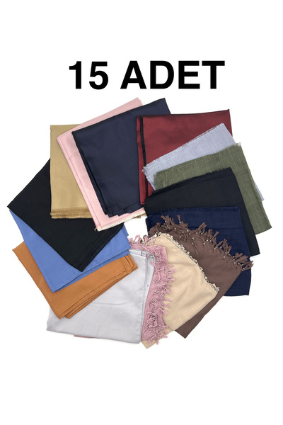 nazipek Karışık Yazma 15'li Set Hediyelik Dağıtmalık Eşarp 100x100 Toptan Fla...