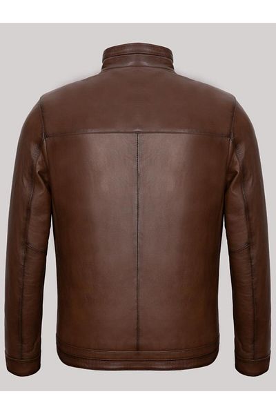 Derimont's Genuine Lambskin Brown Men's Leather Coat Straight Cut 2 Pocket Leather Jacket