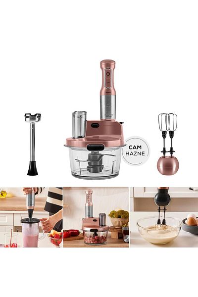 Karaca 8 in 1 Mastermaid Prosteel Glass Bowl 6 Blades Long Blender Standing Food Processor 2500 W