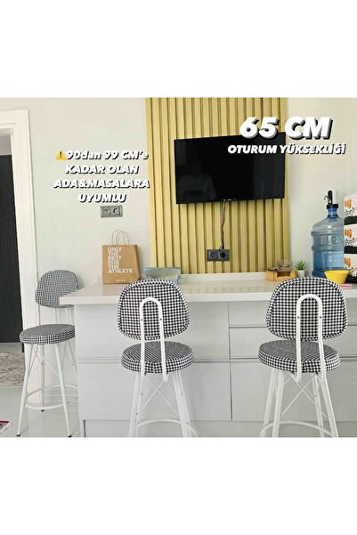 Sandalye Shop Yeni Dolce Bar Sandalyesi 65 Cm Kazayağı Kumaş Döşeme.90 Ile 100 Cm Arası Ada&masalara Uygundur