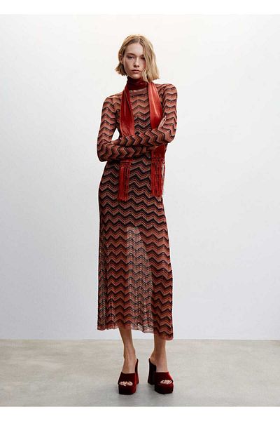 MANGO Woman Rochie Tricotaj Lurex
