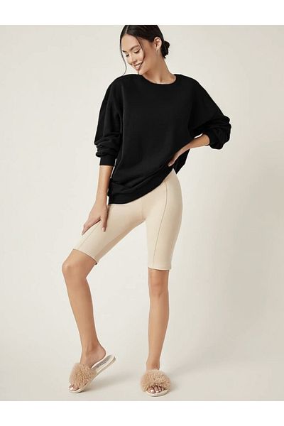 BYMEER Hanorac oversize unisex negru simplu cu decolteu