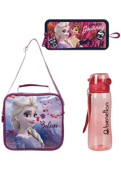 ELSA Frozen Licensed Lunch Box and Pencil Case Set - Including Benetton Water Bottle