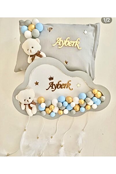 bebek atölyem Kişiye Özel El Işi Ledli Bebek Kapı Süsü Ve Takı Yastığı