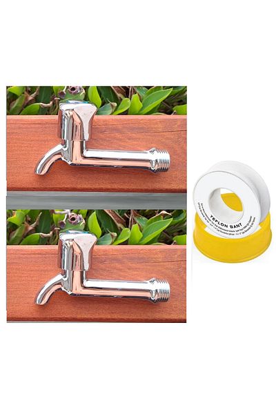 Depolife 2 Pieces Long Tap Brass Fountain set with teflon tape gift
