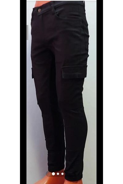 BeyzDenim Cargo elastic leg pants black
