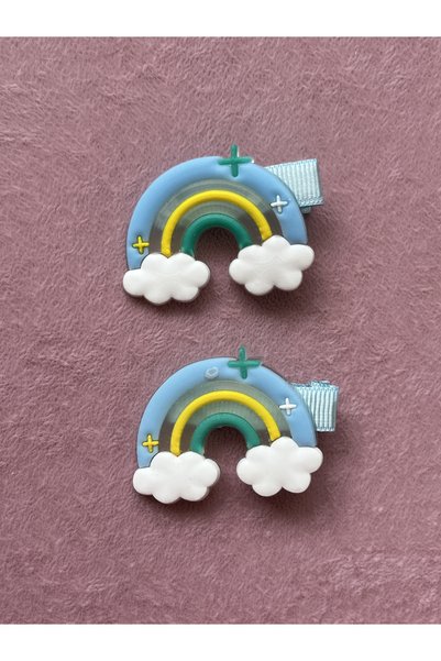 burçin Child-Baby Rainbow Set of 2 Blue Pen Buckles