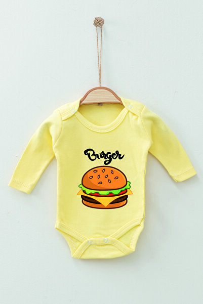 ADABEBEK بدلة أطفال بأكمام طويلة منقوشة بالبرجر العضوي من القطن بنسبة 100%