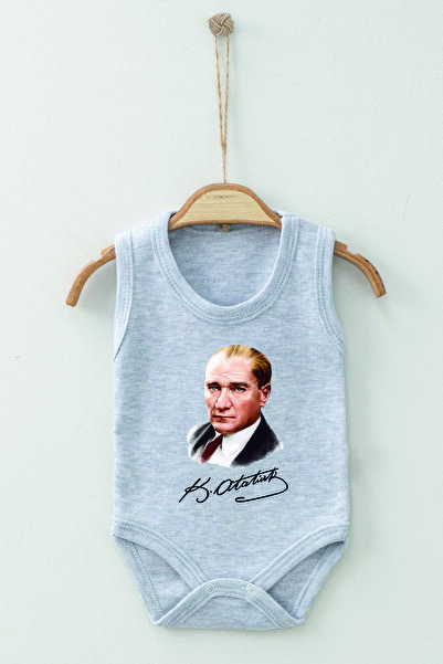 ADABEBEK 100 % Bio-Baumwolle, Atatürk-Signatur-Träger-Body-Badi-Baby-Body