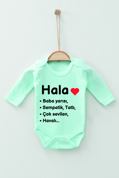 ADABEBEK %100 Pamuk Organik Hala Desenli Uzun Kollu Body Badi Bebek Zıbın