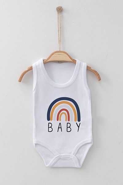 ADABEBEK Baby-Body mit Träger, 100 % Bio-Baumwolle, Regenbogen