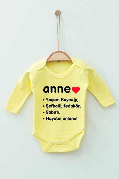 ADABEBEK 100% Cotton Organic Mother Patterned Long Sleeve Bodysuit Baby Bodysuit