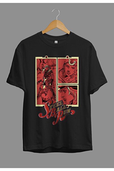 CONSTRAİN Oversize Jojo's Bizarre Adventure Steel Ball Run Anime Baskılı Tasa...