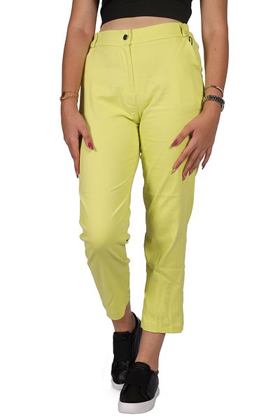 Ysatis Women's Slim Fit Regular Waist Cotton Green Trousers HYS2000115-LIME