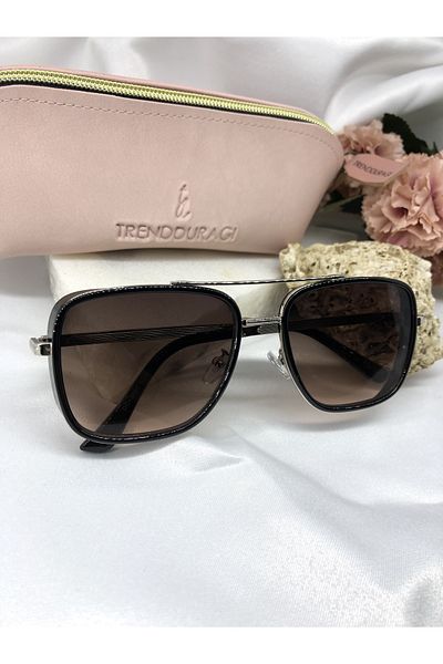 Di Caprio Remma Black Women's Sunglasses with Silver Detail and Gradient Glass