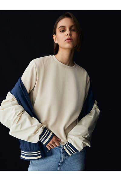 Ltb Basic Crew Neck Μπεζ φούτερ