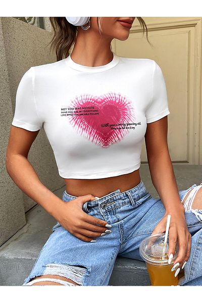 Jose Clothing ΓΥΝΑΙΚΕΙΑ ΛΕΥΚΗ ΕΚΠΤΩΜΕΝΗ ΚΟΝΤΟΜΑΝΙΚΗ ΣΤΟ ΣΩΜΑ OTURAN CROP TOP BABY TEE BLUZ