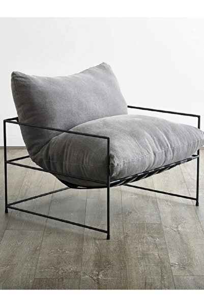 Dopa Modern Şık Görünümlü Metal İskeletli Berjer Gri