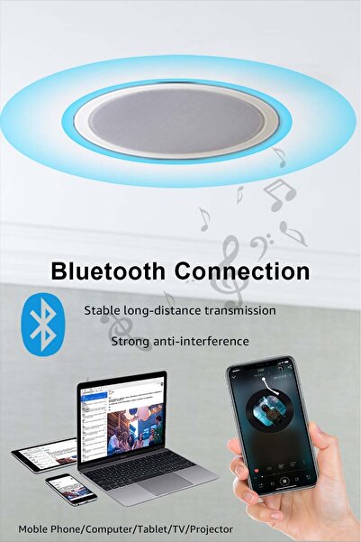 Kalite Tavan Hoparlör Amplifikatörlü ve Bluetooth Özellikli ( Beyaz Renk Gönderilir)