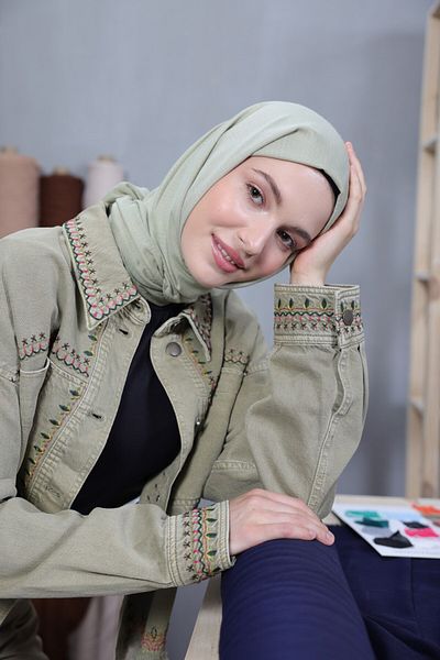 Modakaşmir Σαλιάρα σειράς Cosy Cotton Soft Green