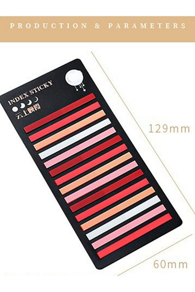 EZOSHOP Transparent Colored Sticky Notes - Adhesive Paper, Short Stripes Label, Set of 5 2