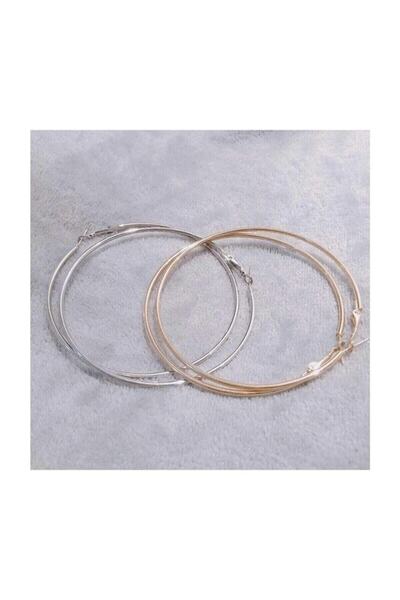 Design Look Büyük Boy Gold Gümüş Ve Gold Halka Küpe