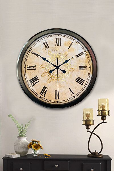 Platin Saat 52 Cm Siyah Metal Duvar Saati