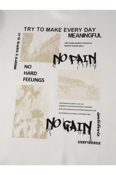 Machetta Білий No Pain No Gain Детальний принт Капюшон з кишенями Світшот-худі