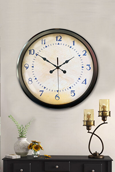 Platin Saat 52 Cm Siyah Metal Duvar Saati