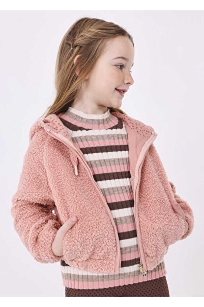 MAYORAL Girl's Hooded Plush Bomber Jacket - Cardigan