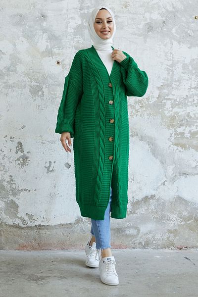 InStyle Ζακέτα με κουμπιά Evia Knitwear - Πράσινη