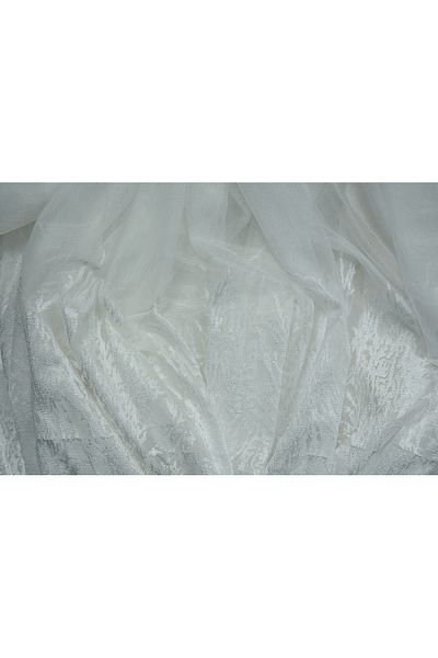 AKÇA TEKSTİL CYPRESS BELLY MODEL BROKEN WHITE COLOR SINGLE WING Ready Planted Pleated Background Curtain 300*260 Cm