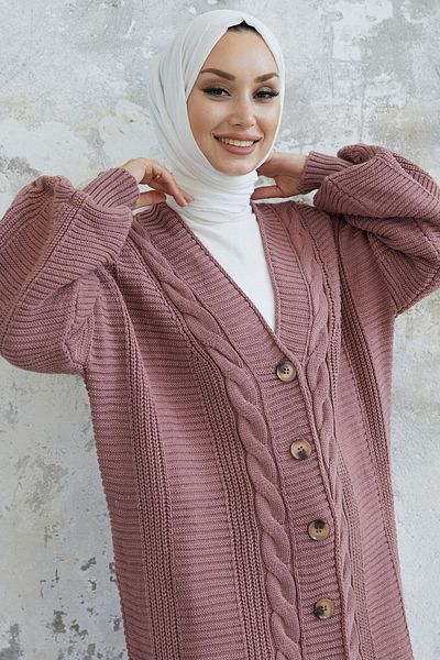 InStyle Evia Buttoned Knitwear Cardigan - Dusty Rose