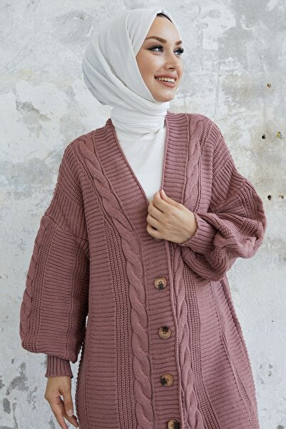 InStyle Evia Buttoned Knitwear Cardigan - Dusty Rose