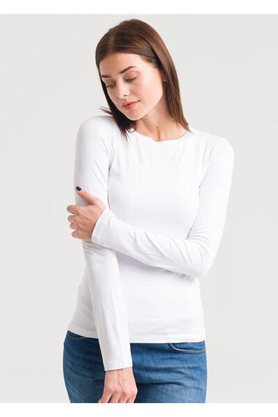 URBAN BOLD Дамско боди, бяло, кръгло деколте, бади с дълъг ръкав