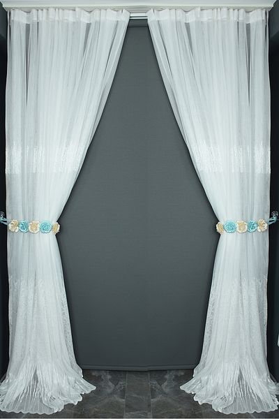 AKÇA TEKSTİL CYPRESS BELLY MODEL BROKEN WHITE COLOR SINGLE WING Ready Planted Pleated Background Curtain 300*260 Cm