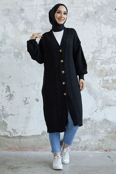 InStyle Tricotaj cu nasturi Evia Cardigan - Negru