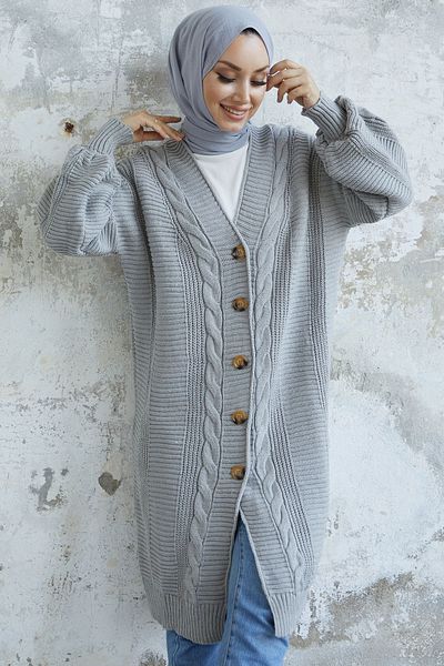InStyle Evia geknöpfter Strick-Cardigan – Grau