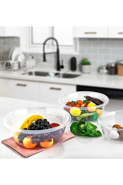 Tinsmith طقم حوض دائري شفاف مكون من 5 قطع للخلط وحوض متعدد الأغراض بأحجام مختلفة