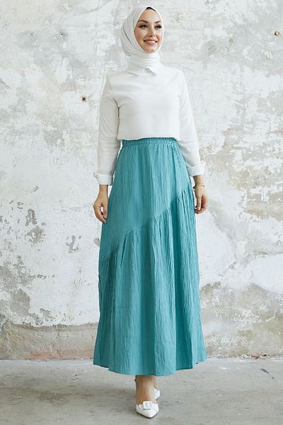 InStyle Fusta Seersucker Detaliu Piping Arina - Mentă