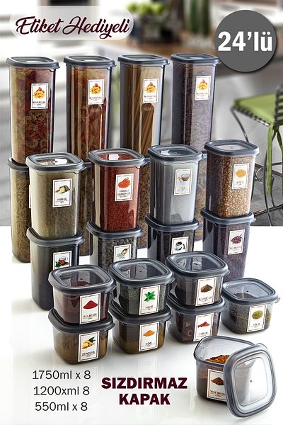 GRİMOR Life 24-Piece Mega Leak-Proof Label Food Container - Deep Freezer and Microwave