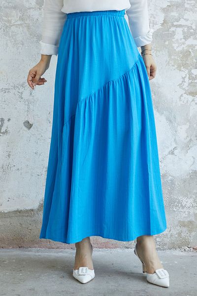 InStyle Fusta albastră Arina Seersucker - Detaliu Piping