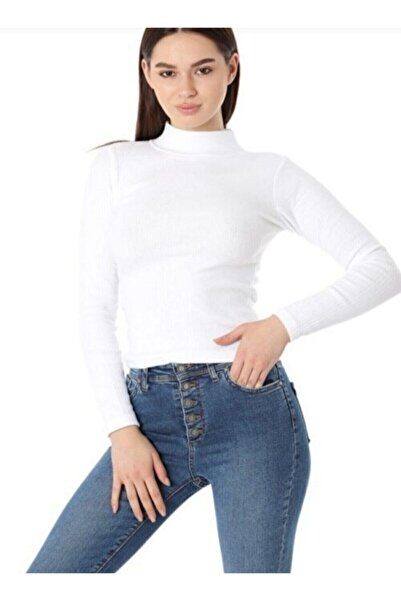 URBAN BOLD بادي نسائي من القطن الممشط من الليكرا بأكمام طويلة ونصف رقبة