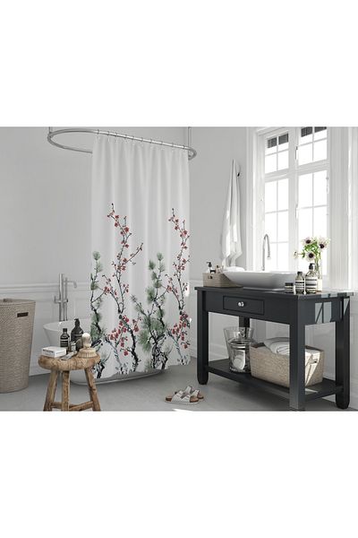 Zethome 1x240x200 Δαχτυλίδι κουρτίνας μπάνιου μονής πτέρυγας Εισαγωγή 7766